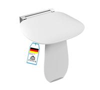 Heuffe Sedile per Doccia Pieghevole a Muro con Gambo di Supporto - 200kg Portata Max Antiscivolo, ABS Bianco, Installazione Rapida per Anziani e Disabili