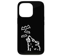 Heulender Wolfs kopf mit Fledermäusen im Himmel - Halloween Custodia per iPhone 13 Pro
