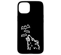 Heulender Wolfs kopf mit Fledermäusen im Himmel - Halloween Custodia per iPhone 15 Plus