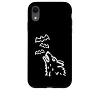 Heulender Wolfs kopf mit Fledermäusen im Himmel - Halloween Custodia per iPhone XR
