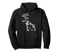 Heulender Wolfs Kopf mit Fledermäusen im Himmel - Halloween Felpa con Cappuccio