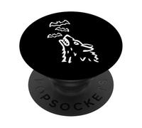Heulender Wolfs kopf mit Fledermäusen im Himmel - Halloween PopSockets PopGrip Adesivo