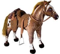 Heunec Cavallo da Cowboy, Peluche, 723573, 80 cm, 100 kg, Tessuto e Struttura in Metallo, Sella, Briglie, Batterie AA, 3+ Anni