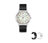 HEUREMATE Orologio analogico unisex impermeabile 5ATM, semplice e professionale, con quadrante luminoso di facile lettura, ora militare, lancetta dei secondi 24 ore, cinturino in silicone per studenti