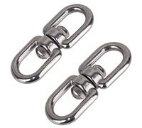 Heuskay 2 Pezzi M8 Ganci girevoli Girevole in Acciaio Occhio Anello Acciaio Girelle sospese Gancio per Gli Occhi Girevole a Doppia estremità Connettore del Gancio dell'occhio