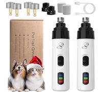 Heusom Silent Groom Pro Nail Grinder, Newest Heusom Nail Trimmer for Dogs & Cats with LED Light & 3 Speeds, Super Quiet Electric Pet Nails Grinder Painless Paws Grooming & Smoothing (2pc+4 Heads)