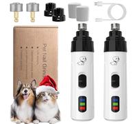 Heusom Silent Groom Pro Nail Grinder, Newest Heusom Nail Trimmer for Dogs & Cats with LED Light & 3 Speeds, Super Quiet Electric Pet Nails Grinder Painless Paws Grooming & Smoothing (2pc+2 Heads)