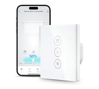 HEUXGIR 86 x 86 mm Interruptor de Persiana Inteligente con controllo por Porcentaje, Interruptor Persianas Wifi Requiere Cable Neutro Compatibile con Alexa y Google Home (2001)