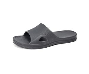 HEVA Pantofole da doccia, da uomo, con punta aperta, per bagno, spiaggia, casa e interni, Grigio scuro, 44 EU