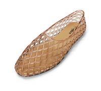 HEVA Sandali bassi da donna in tessuto mesh traspirante trasparente scarpe estive spiaggia gelatina balletto sandali, Beige, 39.5 EU