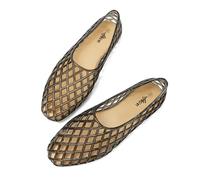 HEVA Sandali bassi da donna in tessuto mesh traspirante trasparente scarpe estive spiaggia gelatina balletto sandali, Grigio, 39.5 EU