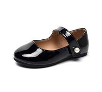HEVA Scarpe classiche Mary-Jane per ragazze con velcro, scarpe basse per abiti da sposa scarpe da scuola, Nero , 25 EU