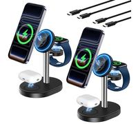 Hevanto 2026 - Stazione di ricarica wireless 3 in 1 per caricabatterie Apple MagSafe, supporto magnetico veloce da 15 W per iPhone 17, 16, 15, 14, 13, 12, iWatch AirPods (adattatore non incluso