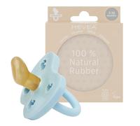 HEVEA Ciuccio in gomma naturale, forma ortodontica, 3-36 mesi, design igienico, monoblocco per neonati fino a bambini, senza BPA, morbido e durevole, confezione singola (celeste)