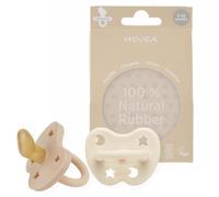 HEVEA Ciuccio in gomma naturale, forma ortodontica, 3-36 mesi, design igienico, monoblocco per neonati fino a bambini, senza BPA, morbido e durevole, confezione da 2 (bianco latte e sabbia)
