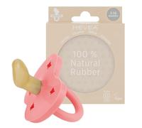 HEVEA Ciuccio in gomma naturale, forma ortodontica, 3-36 mesi, design igienico, per neonati fino a bambini, senza BPA, morbido e durevole, confezione singola (corallo rosa)