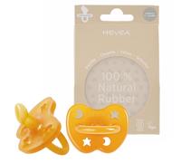 HEVEA Ciuccio in gomma naturale, forma ortodontica, per neonati 0 mesi, design igienico, monoblocco per neonati fino a bambini, senza BPA, morbido e durevole, confezione da 2 (naturale)