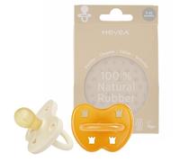 HEVEA Ciuccio in gomma naturale, forma rotonda, 3 - 36 mesi, design igienico, per neonati fino a bambini, senza BPA, morbido e durevole, confezione da due (bianco latte e naturale)