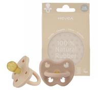 HEVEA Ciuccio in gomma naturale, forma rotonda, 3 - 36 mesi, design igienico, per neonati fino a bambini, senza BPA, morbido e durevole, confezione da due (sabbia e beige caldo)