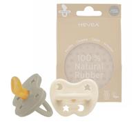 HEVEA Ciuccio ortodontico in gomma naturale per neonati da 0 mesi in su, design igienico per neonati e bambini, senza BPA, morbido e resistente, confezione da 2 (avena e bianco latteo)