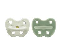 HEVEA Ciuccio rotondo in gomma naturale, 3-36 mesi, design igienico per neonati e bambini, senza BPA, morbido e resistente, confezione da 2 pezzi (prato di pino)