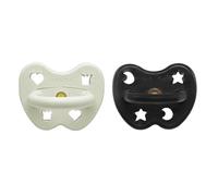 HEVEA Ciuccio rotondo in gomma naturale, 3-36 mesi, design igienico per neonati e bambini, senza BPA, morbido e resistente, confezione da 2 (ICY Fjord)