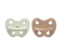 HEVEA Ciuccio rotondo in gomma naturale, 3-36 mesi, design igienico per neonati e bambini, senza BPA, morbido e resistente, confezione da 2 (calore del camino)