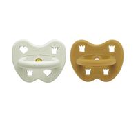 HEVEA Ciuccio rotondo in gomma naturale, 3-36 mesi, design igienico per neonati e bambini, senza BPA, morbido e resistente, confezione da 2 (ambra artica)