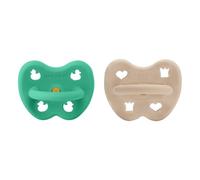 HEVEA Ciuccio rotondo in gomma naturale, 3-36 mesi, design igienico per neonati e bambini, senza BPA, morbido e resistente, confezione da 2 (Tisvilde)