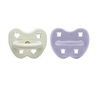 HEVEA Ciuccio rotondo in gomma naturale, 3-36 mesi, design igienico per neonati e bambini, senza BPA, morbido e resistente, confezione da 2 (Twilight Frost)