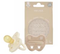 HEVEA Ciuccio rotondo in gomma naturale, 3-36 mesi, design igienico per neonati e bambini, senza BPA, morbido e resistente, confezione da 2 (bianco latte e sabbia)