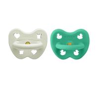 HEVEA Ciuccio rotondo in gomma naturale, 3-36 mesi, design igienico per neonati e bambini, senza BPA, morbido e resistente, confezione da 2 (aurora boreale)