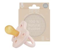 HEVEA Ciuccio rotondo in gomma naturale, 3-36 mesi, design igienico per neonati e bambini, senza BPA, morbido e resistente, confezione singola (rosa cipria)