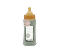 HEVEA Plastic-Free Wide Neck Glass Baby Bottle with Sleeve - Medium Flow Anti Colic Baby Bottles 3-24 mesi - Eco-friendly, senza BPA, confezione singola (250 ML), Seafoam Blue
