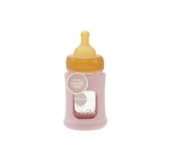 HEVEA Plastic-Free Wide Neck Glass Baby Bottle with Sleeve - Slow Flow Anti Colic Baby Bottles Newborn 0+ mesi - Eco-friendly, senza BPA, confezione singola (150 ML), Rosa cipria