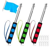 Heveer Asta telescopica per bandiera, 3 pezzi, 1 m, in acciaio inox, telescopico, con 10 clip, per viaggi, campeggio, insegnanti, guida turistica