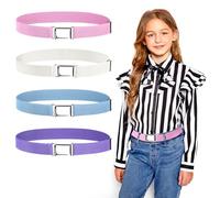 Heveer Cintura Elastica per Bambini Cintura Regolabile Cintura per Ragazzi e Ragazze Cintura Elastica per Jeans Abito 4 Pezzi Bianco Blu Rosa Viola
