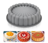 Heveer Stampi in Silicone per Torte Charlotte Antiaderente Stampi in Silicone Rotondo Riutilizzabile Stampo per Torte per Cheesecake Flan Pane Teglie 10 Pollici Grigio