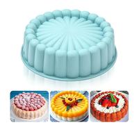 Heveer Stampi in Silicone per Torte Charlotte Antiaderente Stampi in Silicone Rotondo Riutilizzabile Stampo per Torte per Cheesecake Flan Pane Teglie 8 Pollici Blu