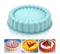 Heveer Stampi in Silicone per Torte Charlotte Antiaderente Stampi in Silicone Rotondo Riutilizzabile Stampo per Torte per Cheesecake Flan Pane Teglie 10 Pollici Blu