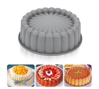 Heveer Stampi in Silicone per Torte Charlotte Antiaderente Stampi in Silicone Rotondo Riutilizzabile Stampo per Torte per Cheesecake Flan Pane Teglie 8 Pollici Grigio