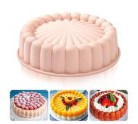 Heveer Stampi in Silicone per Torte Charlotte Antiaderente Stampi in Silicone Rotondo Riutilizzabile Stampo per Torte per Cheesecake Flan Pane Teglie 10 Pollici Rosa