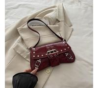 Hevel, Borsa a spalla con patta e decorazione a rivetti di colore unito, borsa baguette, adatta per lo shopping, il trasporto del portafoglio, rivolta a giovani donne, studentesse universitarie, nuove