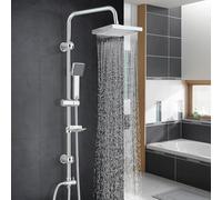 Hevenaov Colonna doccia senza rubinetto doccia per bagno set cromato colonna doccia con spruzzatore doccia quadrato 20 x 20 cm e soffione per doccia, doccia completa in acciaio inossidabile