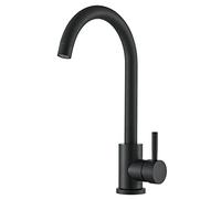 Hevenaov - Rubinetti da cucina in acciaio inox nero, con beccuccio girevole a 360°, miscelatore monocomando per cucina, 1 foro