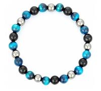 HEVIBK Bracciale uomo - Tripla protezione: ematite, ossidiana nera, occhio di tigre - Bracciali di perline - Regali di compleanno - Gioielli terapeutici (Modello 3)