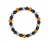 HEVIBK Bracciale uomo - Tripla protezione: ematite, ossidiana nera, occhio di tigre - Bracciali di perline - Regali di compleanno - Gioielli terapeutici (Modello 6)