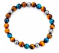 HEVIBK Bracciale uomo - Tripla protezione: ematite, ossidiana nera, occhio di tigre - Bracciali di perline - Regali di compleanno - Gioielli terapeutici (Modello 1)