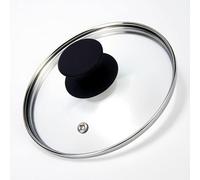 HEVSTIL Coperchio universale per pentole, padelle e padelle, 17 cm, in vetro trasparente, con manico in silicone resistente al calore