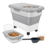 Hevtsde Contenitore per cibo per cani da 7 a 9,1 kg, pieghevole, con coperchio, paletta e misurino, per noci, fagioli, farina di riso, cibo per animali domestici